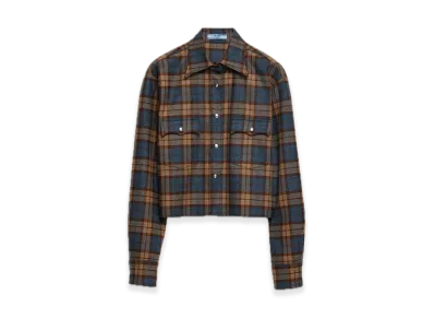 PRADA Check Wool Twill Shirt "Brown"