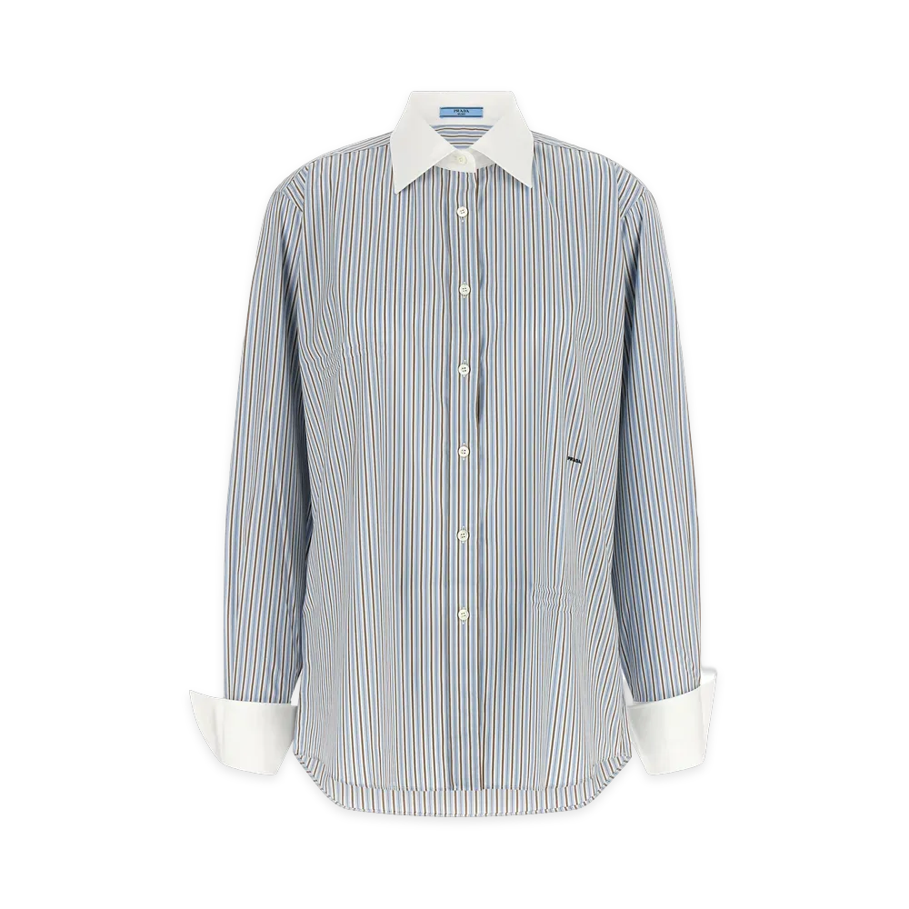 PRADA Women's Striped Poplin Shirt "Light Blue"