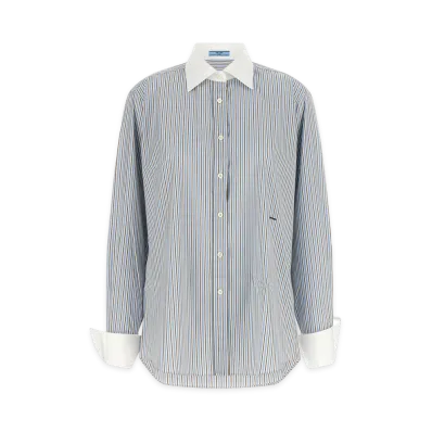 PRADA Women's Striped Poplin Shirt "Light Blue"