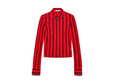 PRADA Women's Striped Pique Shirt "Red"