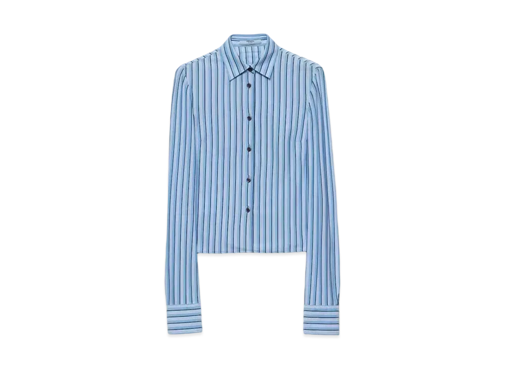 PRADA Women's Striped Pique Shirt "Light Blue"