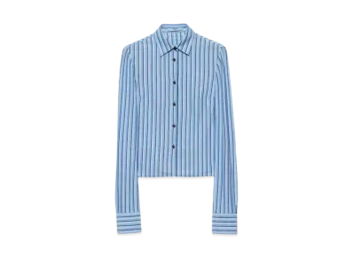 PRADA Women's Striped Pique Shirt "Light Blue"