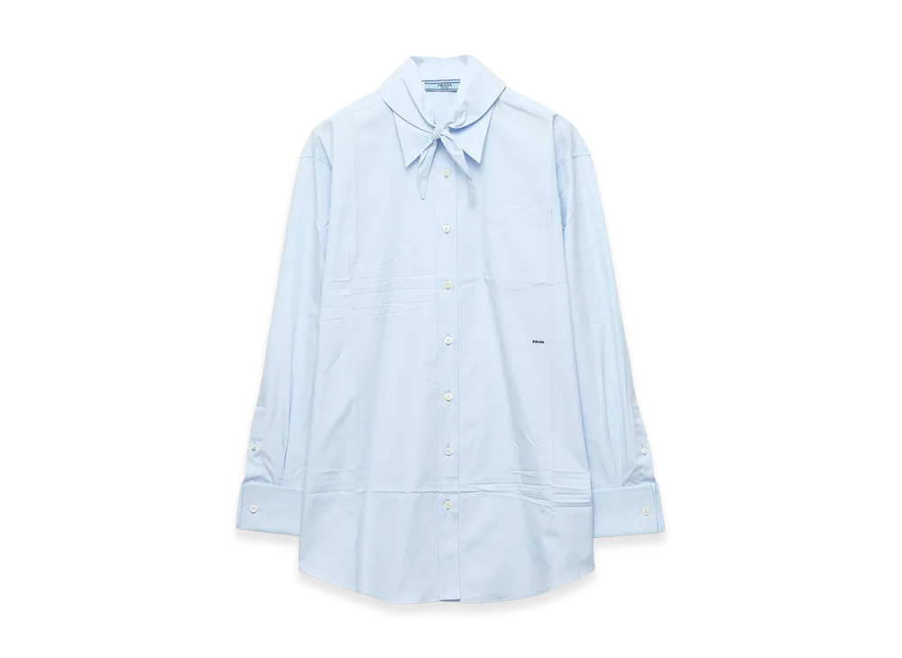 PRADA Women's Poplin Shirt With Knot Detail "Light Blue"
