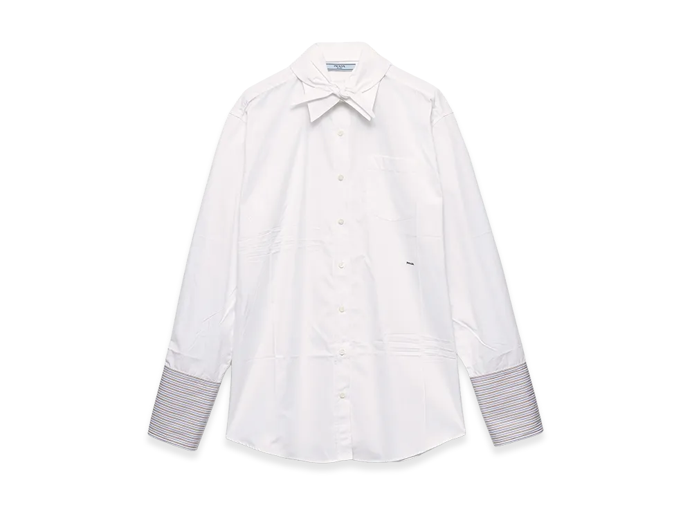 PRADA Women's Contrast Cuffs Shirt "White"