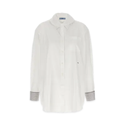 PRADA Women's Contrast Cuffs Shirt "White"
