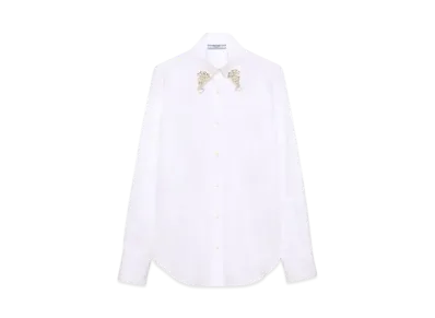 PRADA Women's Embroidered Poplin Shirt "White"