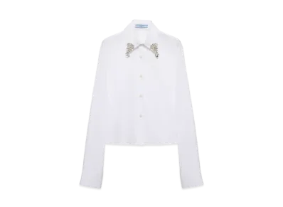 PRADA Women's Embroidered Poplin Shirt "White"