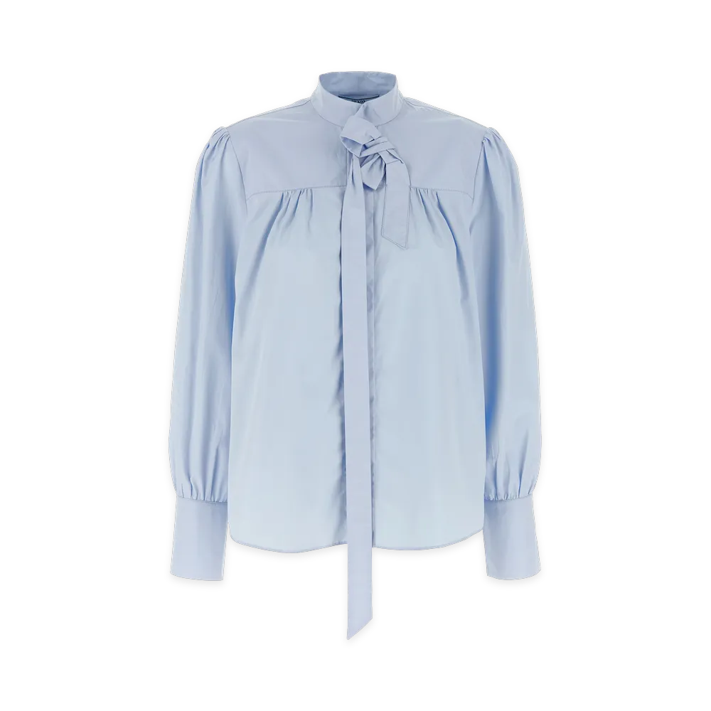 PRADA Women's Lavalliere Collar Shirt "Light Blue"