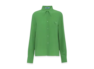 PRADA Women's Crepe De Chine Shirt "Green"