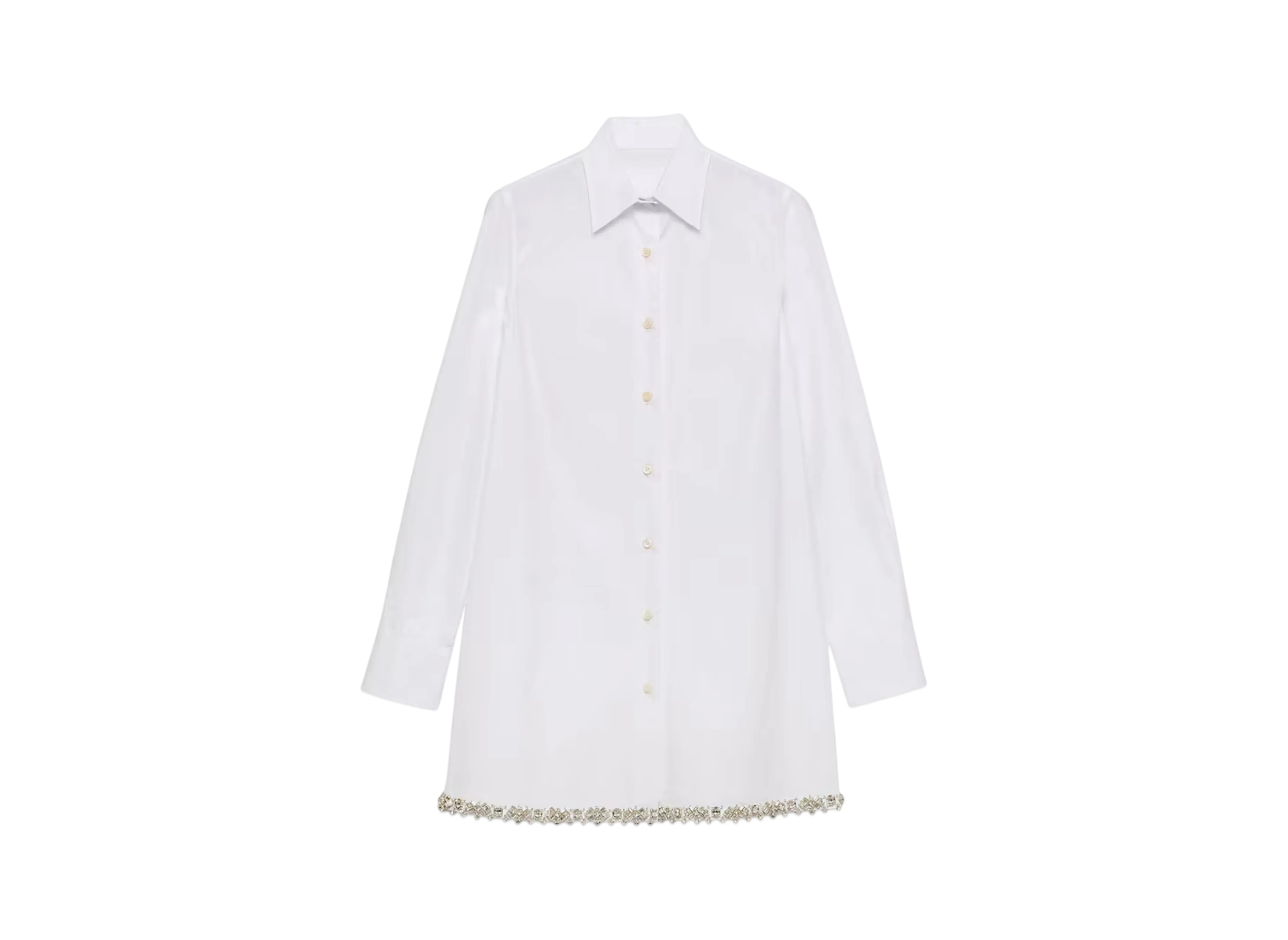 PRADA Women's Embroidered Poplin Shirt "White"
