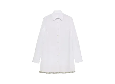 PRADA Women's Embroidered Poplin Shirt "White"