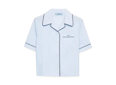 PRADA Women's Striped Chambray Bowling Shirt "Light Blue"