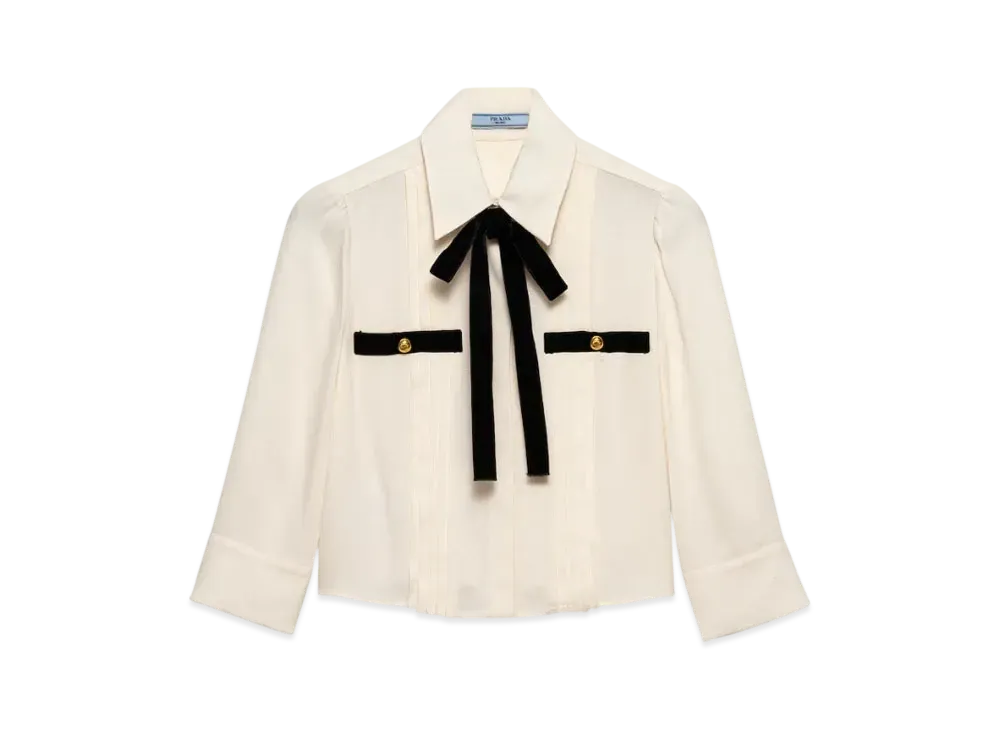 PRADA Women's Pleated Sable Shirt "Ivory"