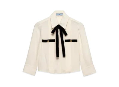 PRADA Women's Pleated Sable Shirt "Ivory"