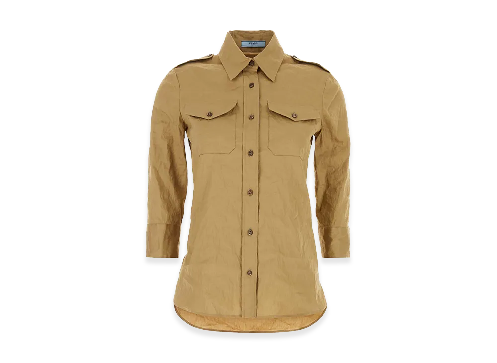 PRADA Women's Stretch Poplin Shirt "Camel"