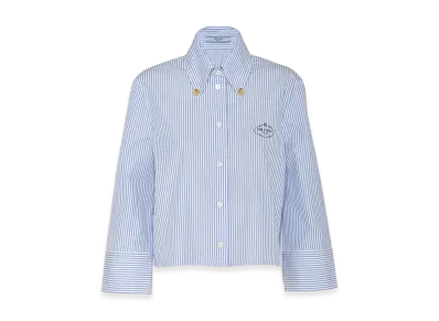 PRADA Women's Embroidered Striped Shirt "White/Light Blue"