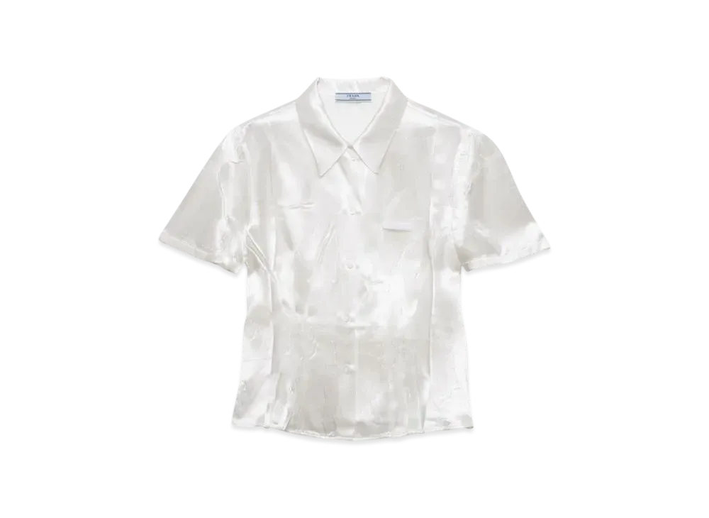 PRADA Women's Short-Sleeved Satin Shirt "White"