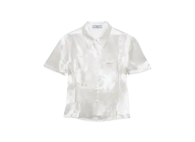 PRADA Women's Short-Sleeved Satin Shirt "White"