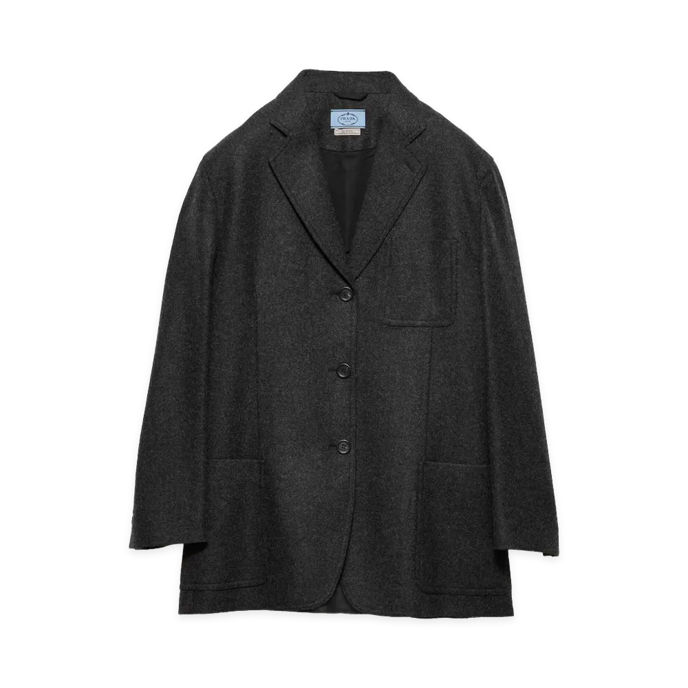 PRADA Women's Re-Wool Single-Breasted Jacket "Anthracite Gray"