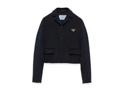 PRADA Women's Embroidered Single-Breasted Cashgora Jacket "Navy"