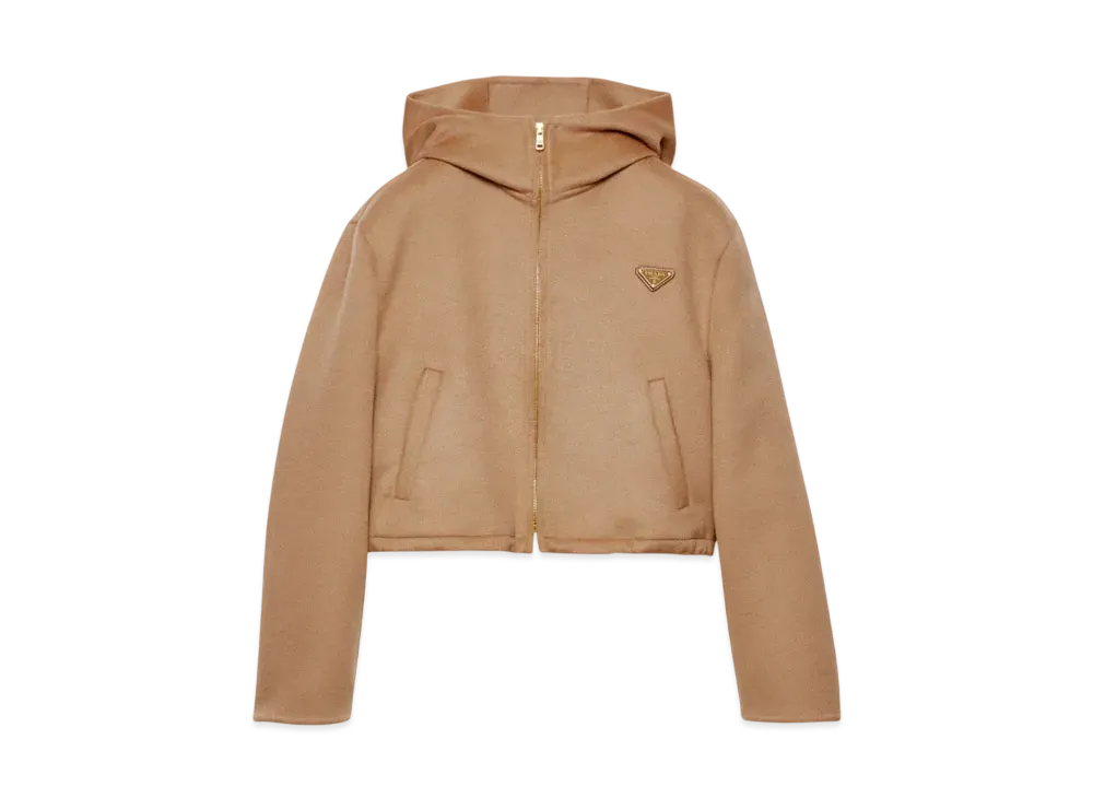 PRADA Women's Lightweight Cashgora Blouson Jacket "Beige"