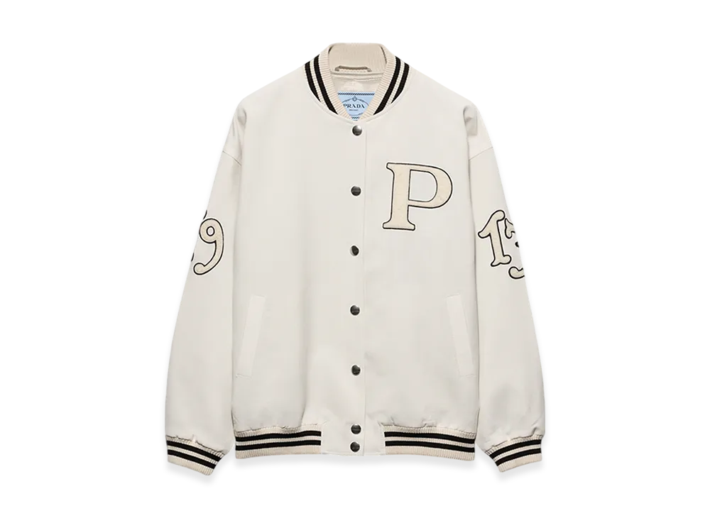 PRADA Women's Kid Mohair Bomber Jacket with Patches "Silk"