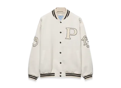 PRADA Women's Kid Mohair Bomber Jacket with Patches "Silk"