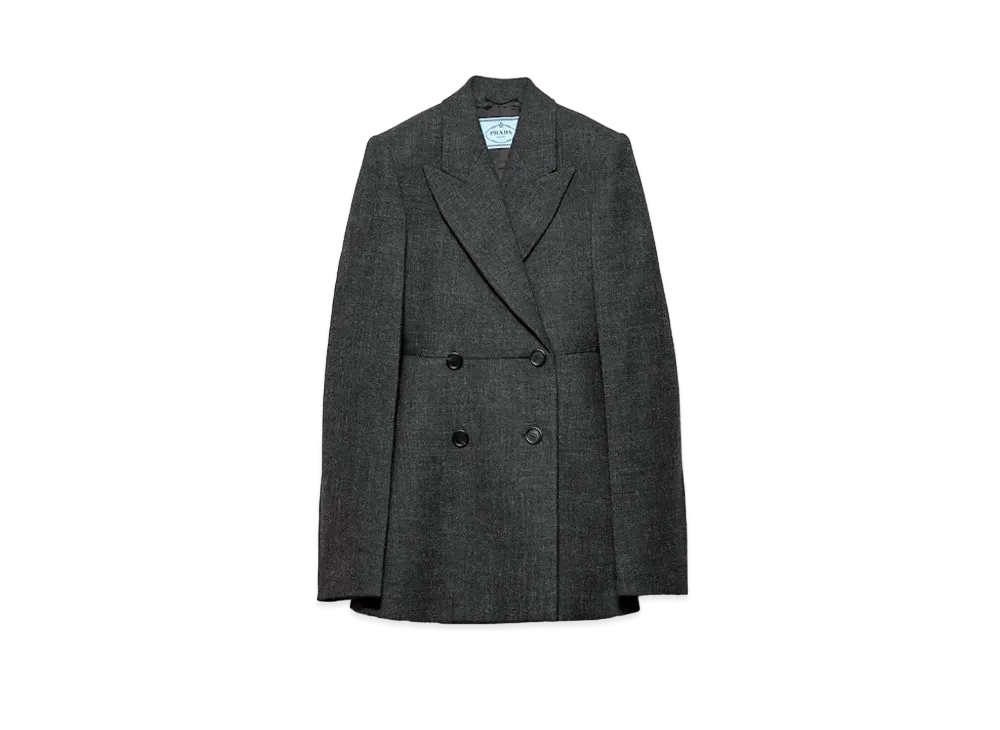 PRADA Women's Double-Breasted Vintage-Look Rush Stitch Jacket "Dark Gray"