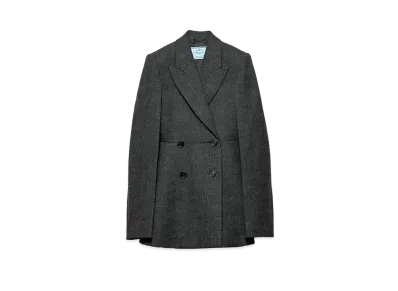 PRADA Women's Double-Breasted Vintage-Look Rush Stitch Jacket "Dark Gray"
