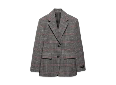 PRADA Women's Single-Breasted Prince Of Wales Checked Jacket "Dark Brown"