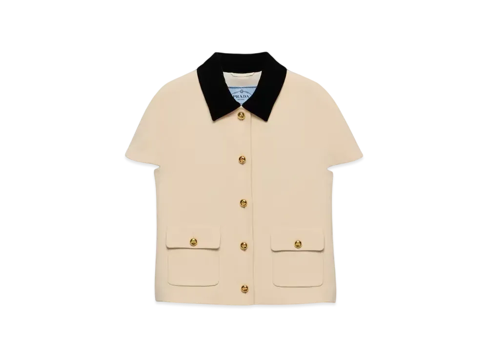PRADA Women's Sable Compact Short-Sleeved Jacket "Natural"