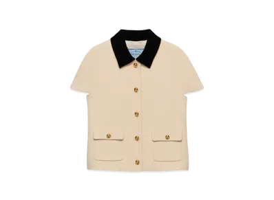 PRADA Women's Sable Compact Short-Sleeved Jacket "Natural"