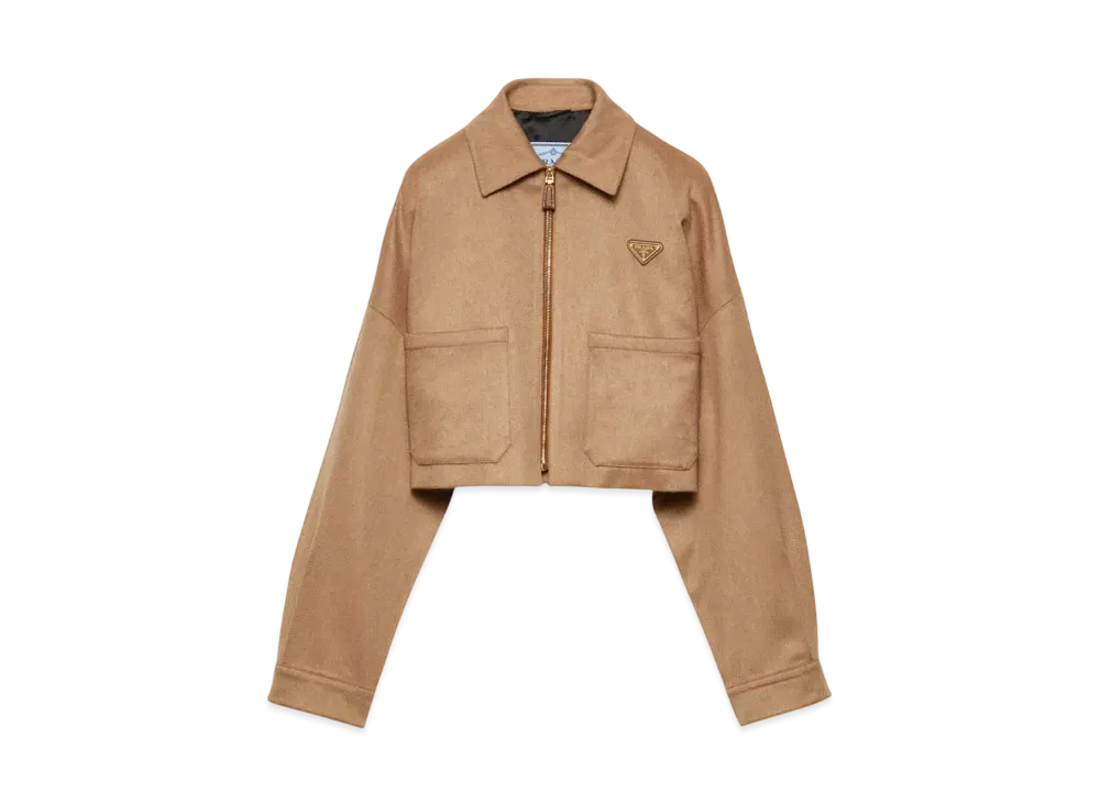 PRADA Women's Camel-Hair Blouson Jacket "Beige"