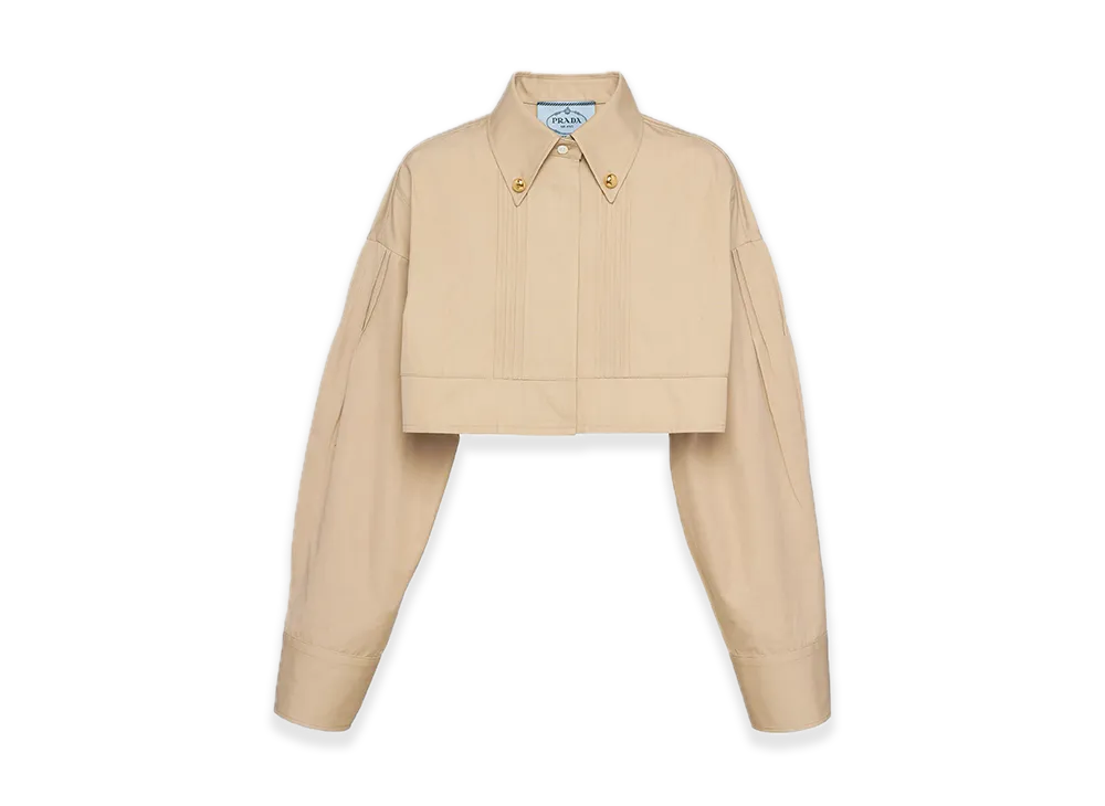 PRADA Cropped Poplin Jacket "Beige"
