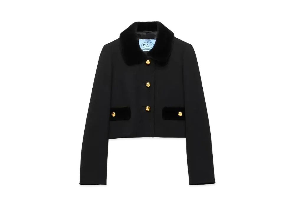 PRADA Women's Natte Single-Breasted Jacket "Black"
