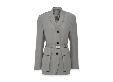 PRADA Women's Kid Mohair Single-Breasted Jacket "Granite Gray"