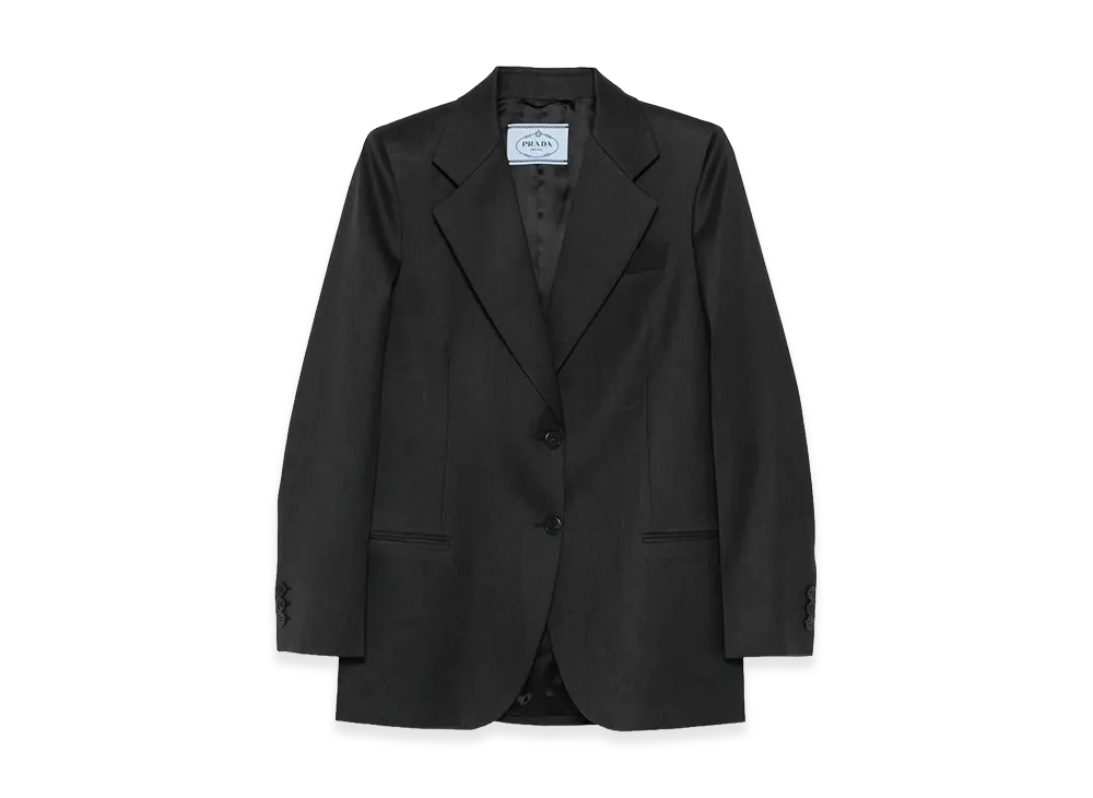 PRADA Wonen's Notched-Lapels Wool Blazer "Gray"