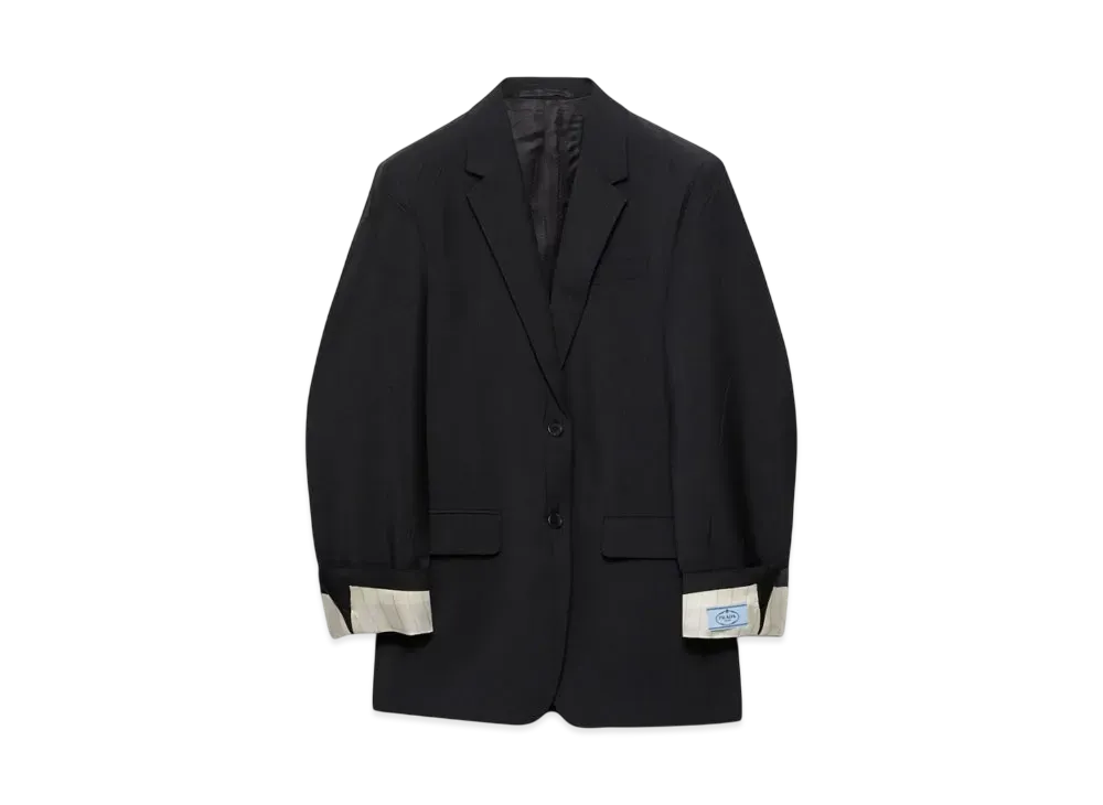 PRADA Women's Single-Breasted Kid Mohair Jacket "Black"