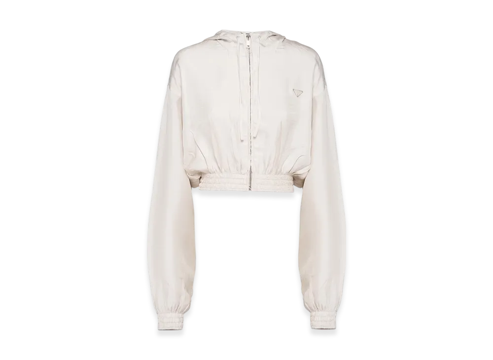 PRADA Women's Silk Twill Blouson Jacket "Ivory"