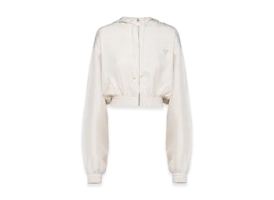 PRADA Women's Silk Twill Blouson Jacket "Ivory"