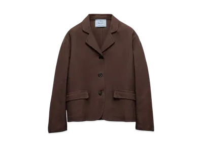 PRADA Women's Single-Breasted Old Double Cotton Jacket "Dark Brown"
