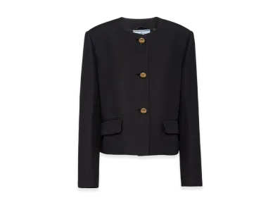 PRADA Women's Single-Breasted Tricotine Jacket "Black"