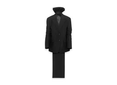 PRADA Women's Single-Breasted Mohair Jacket with Bow "Black"