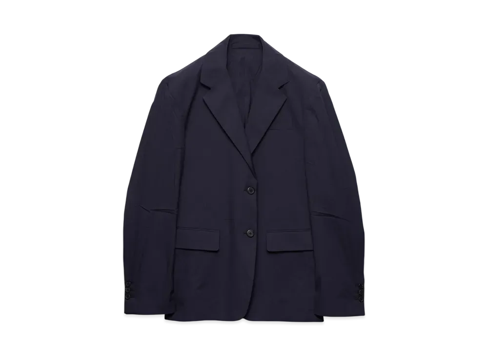 PRADA Women's Single-Breasted Stretch Poplin Jacket "Navy"