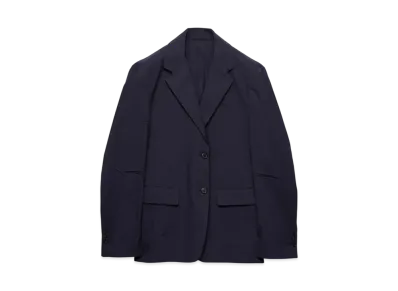 PRADA Women's Single-Breasted Stretch Poplin Jacket "Navy"