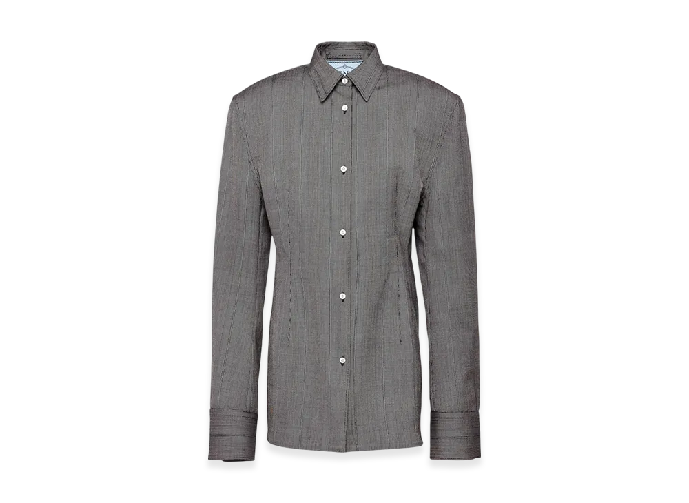 PRADA Women's Single-Breasted Pinstripe Wool Jacket "Smoky Gray"