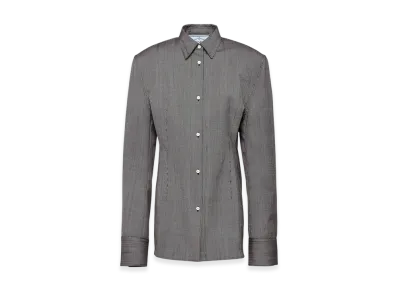 PRADA Women's Single-Breasted Pinstripe Wool Jacket "Smoky Gray"