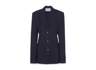 PRADA Women's Single-Breasted Pinstripe Wool Jacket "Navy"