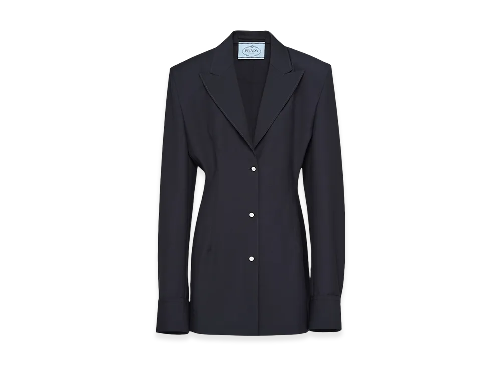 PRADA Women's Single-Breasted Mohair Jacket "Navy"