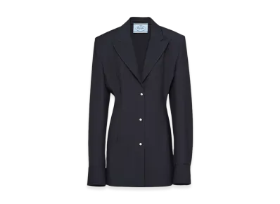 PRADA Women's Single-Breasted Mohair Jacket "Navy"